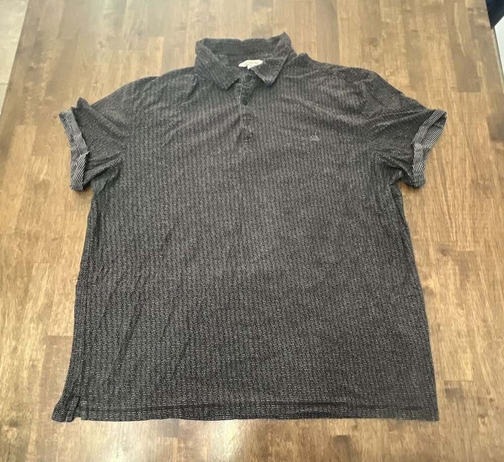Calvin Klein Jeans Polo Shirt Size XL Black Textured Short Sleeve